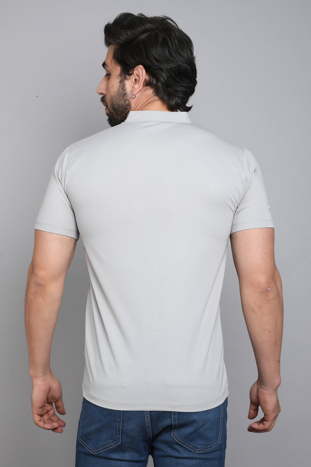 Cotton Grey Henley Half Sleeves T-Shirt