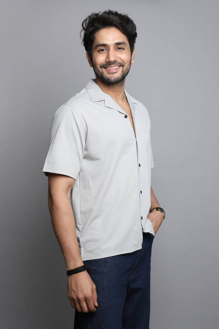 Grey Premium Tencel Fabric Half Sleeve Shirt