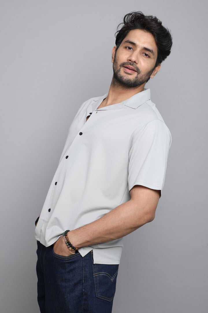 Grey Premium Tencel Fabric Half Sleeve Shirt