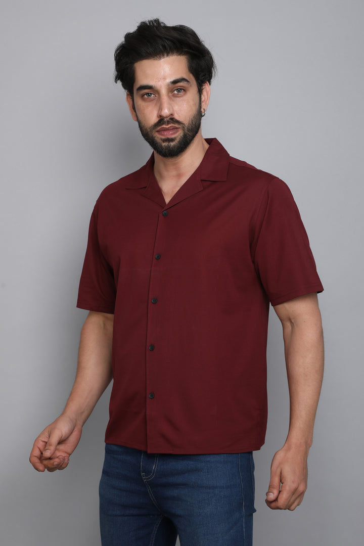 Maroon Premium Tencel Fabric Half Sleeve Shirt