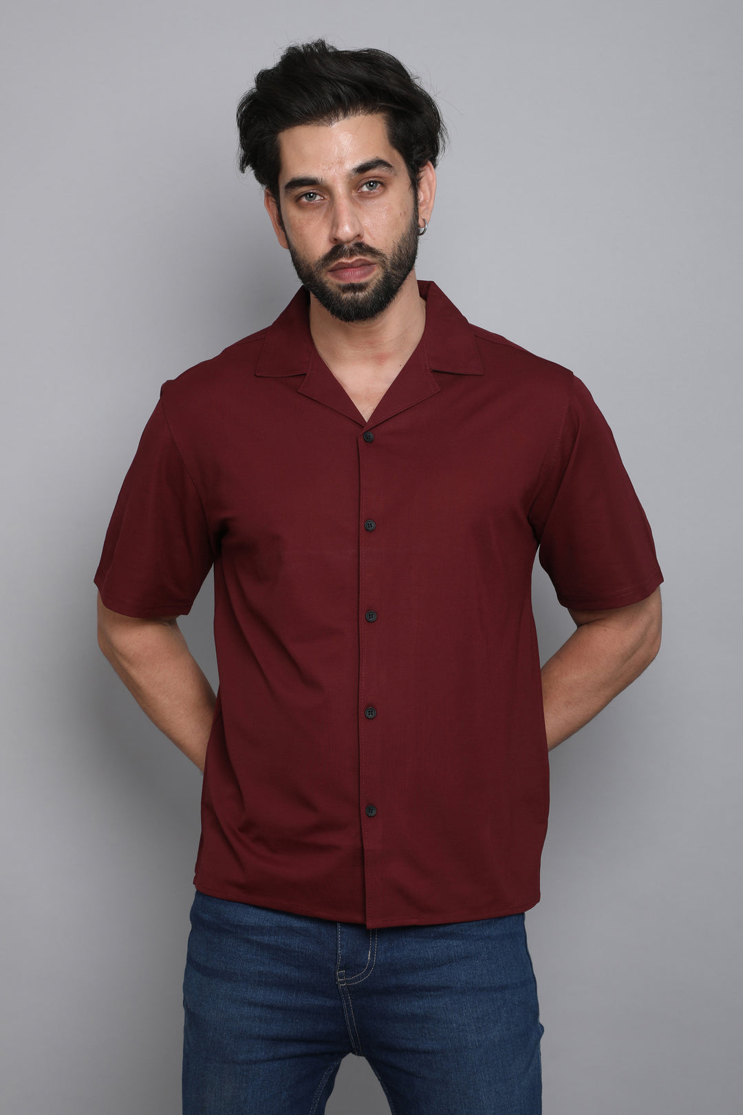 Maroon Premium Tencel Fabric Half Sleeve Shirt