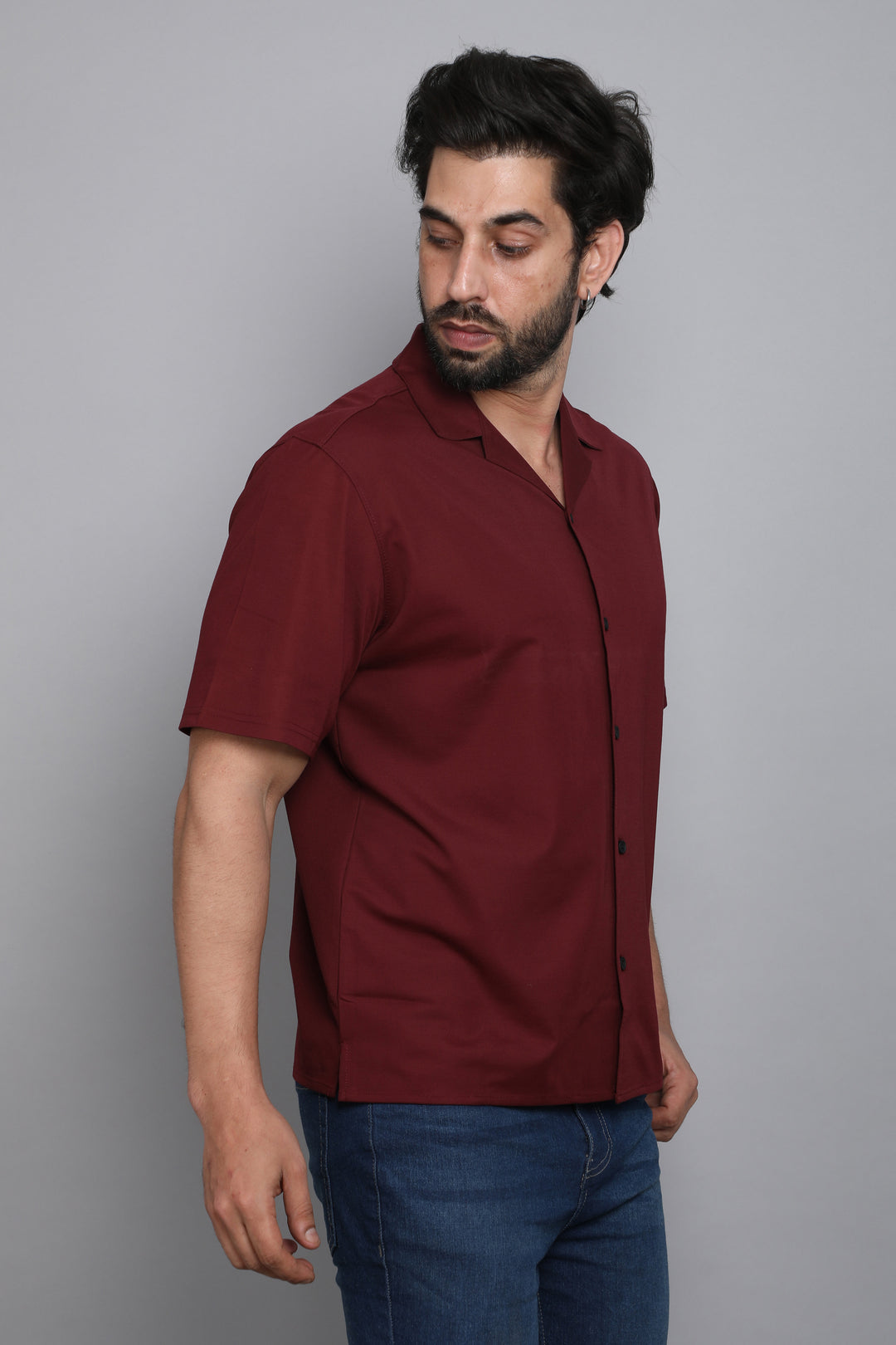 Maroon Premium Tencel Fabric Half Sleeve Shirt