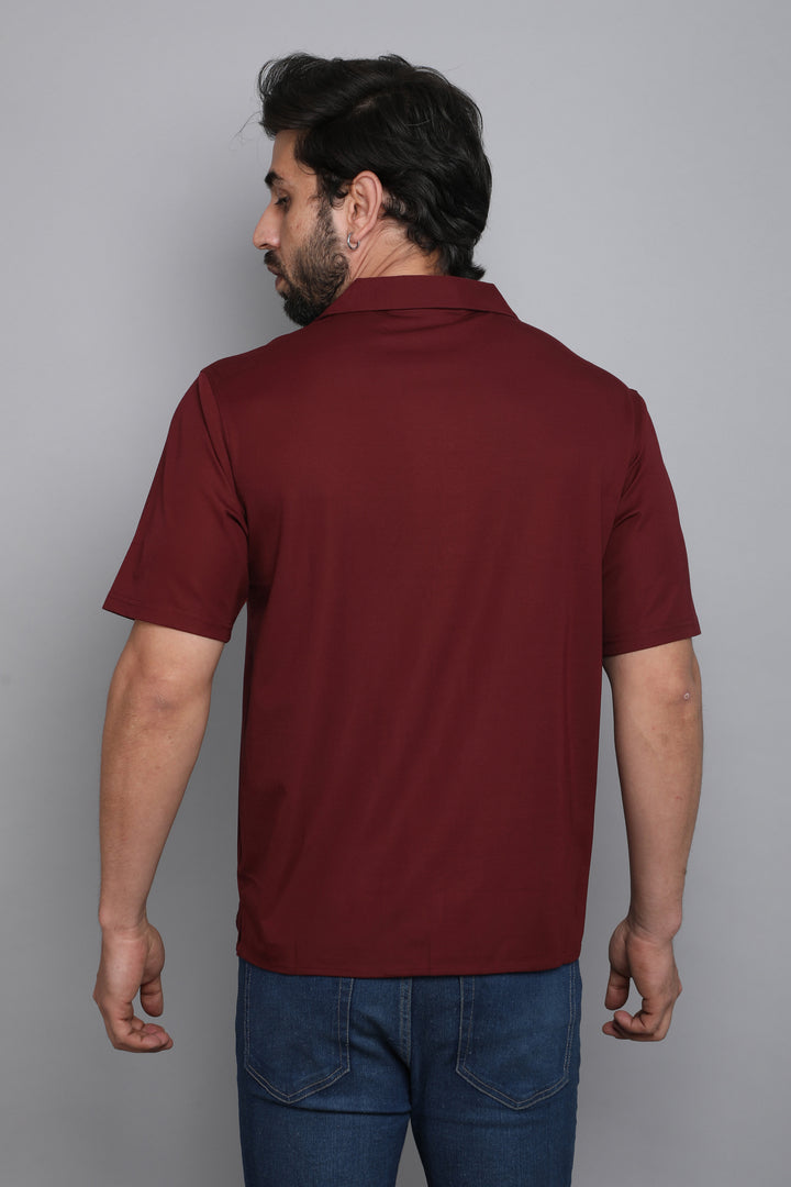 Maroon Premium Tencel Fabric Half Sleeve Shirt