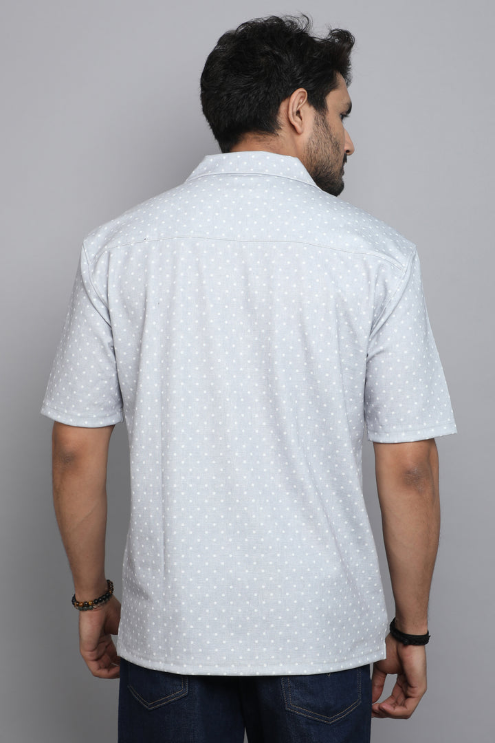Cotton Polka Dot Grey Half Stripe & Printed Shirts