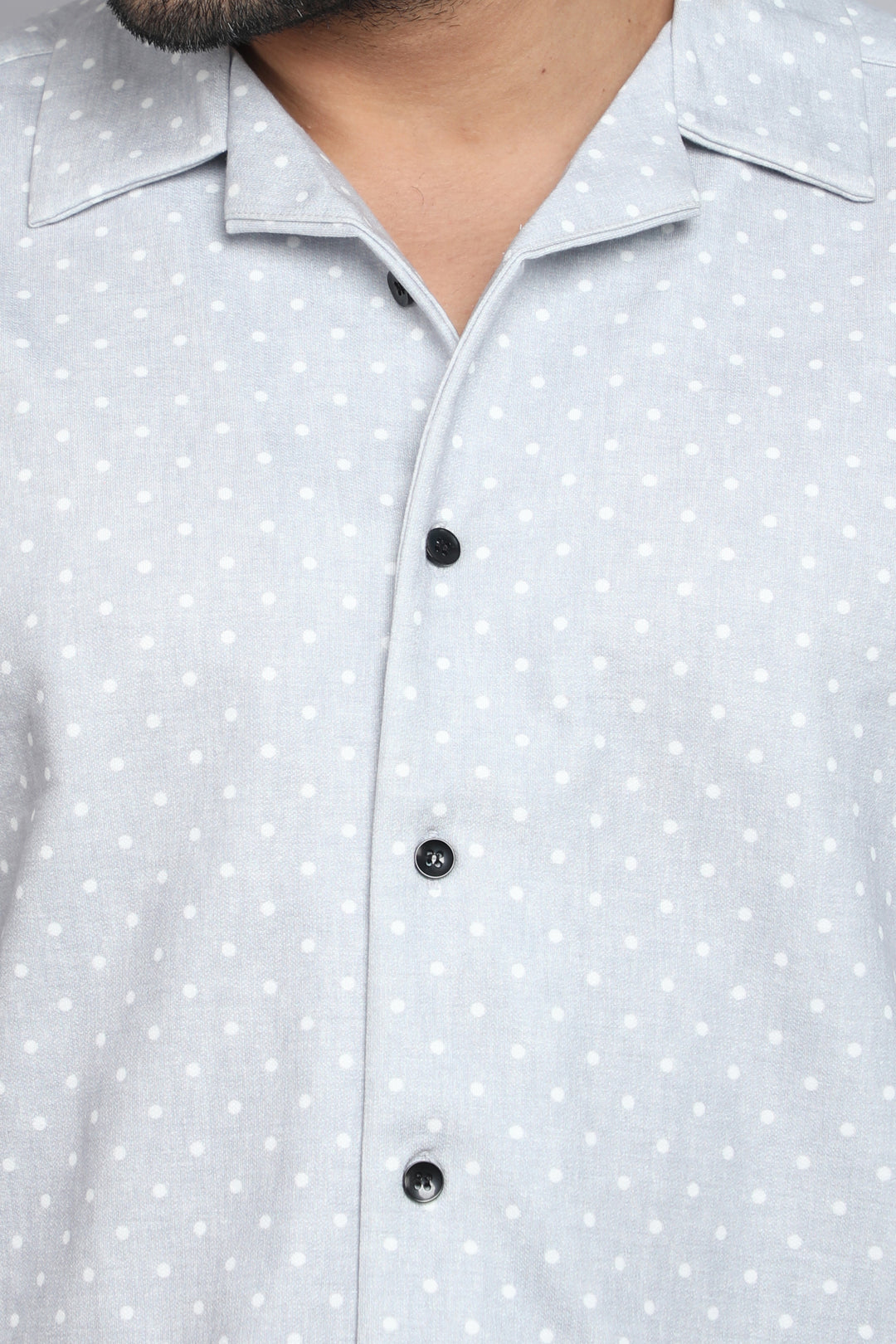 Cotton Polka Dot Grey Half Stripe & Printed Shirts