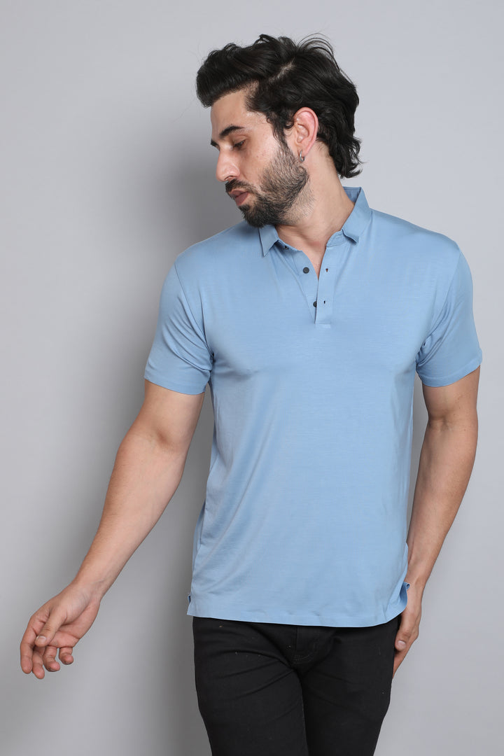 Sky Blue Stitch Less Polo Tshirt
