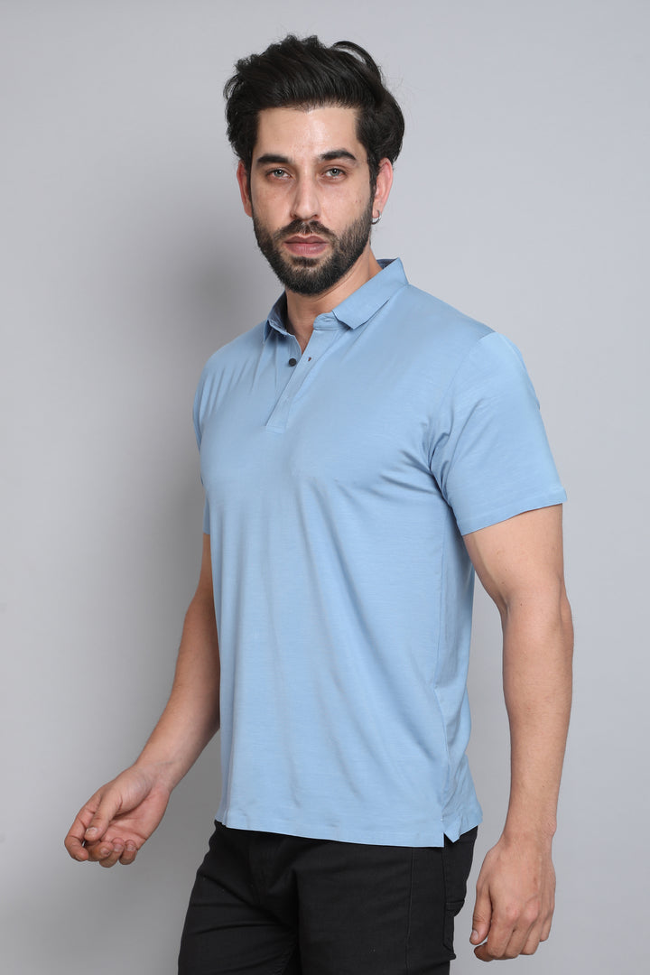 Sky Blue Stitch Less Polo Tshirt