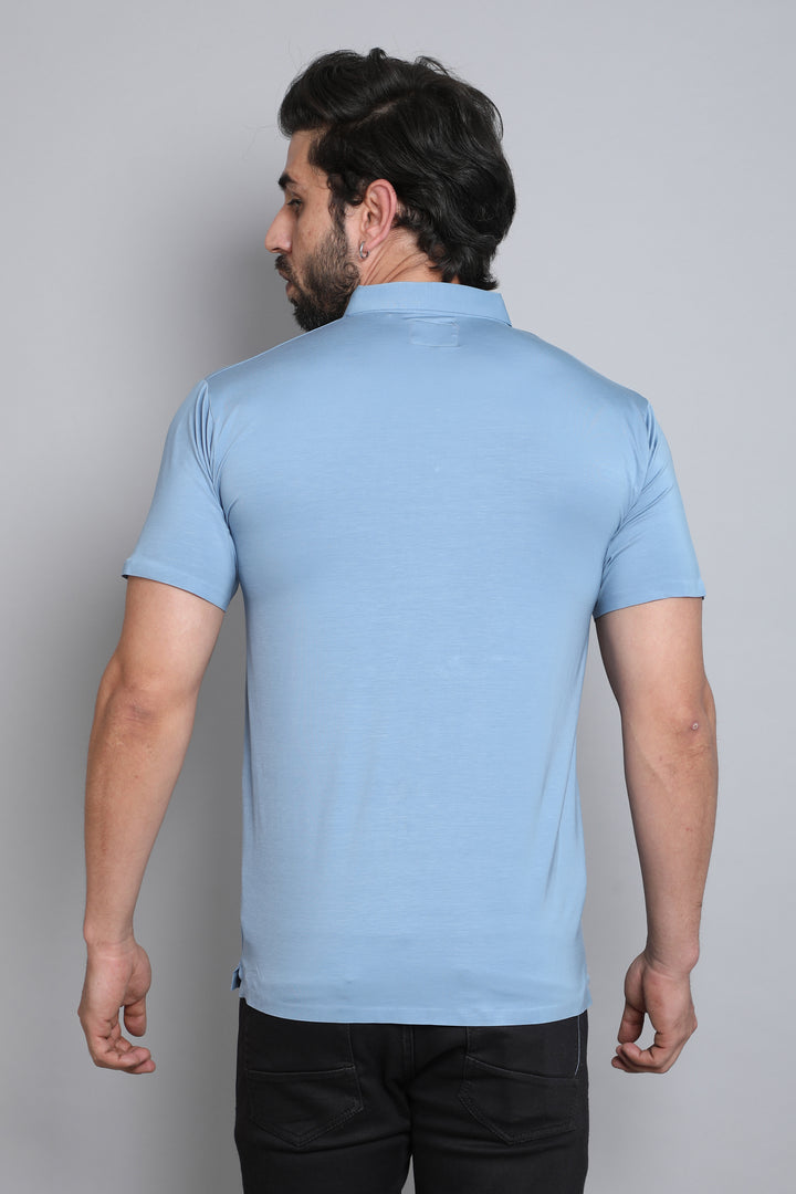 Sky Blue Stitch Less Polo Tshirt