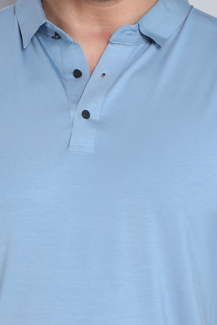 Sky Blue Stitch Less Polo Tshirt