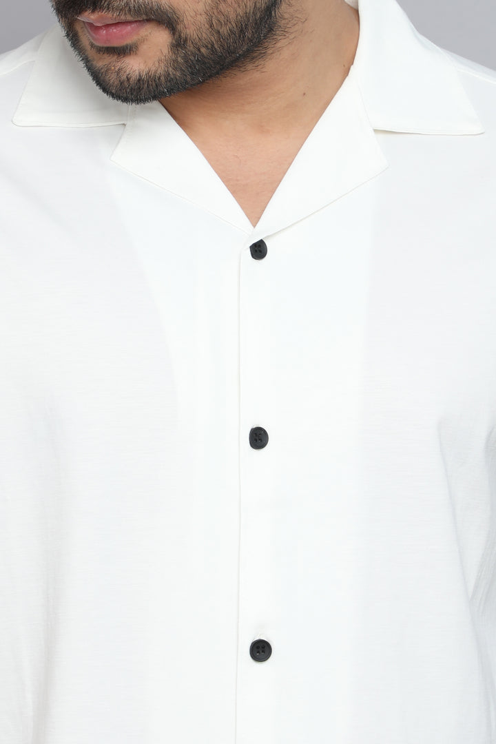 White Premium Tencel Fabric Half Sleeve Shirt
